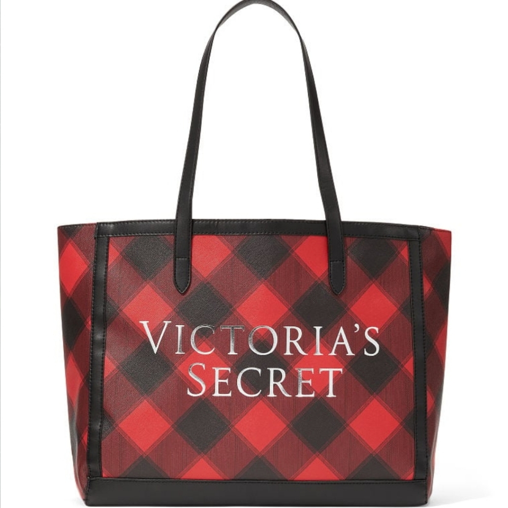 Victoria secret plaid carryall tote bag